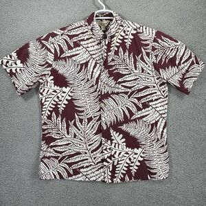 Cooke Street Hawaiian Shirt Mens L Red Floral Print Aloha 90s‎ USA Made Vintage